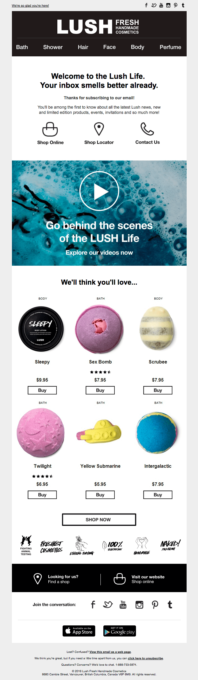 Lush-Welcome-Email