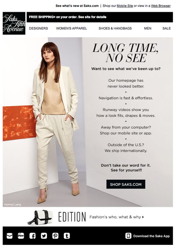 Saks-Re-engagement-Email-Hive.co