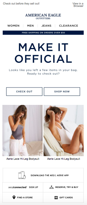 American-Eagle-Abandoned-Cart-Email