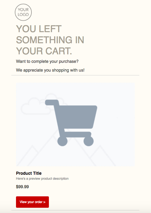 Hive.co You Left Something in You Cart Template