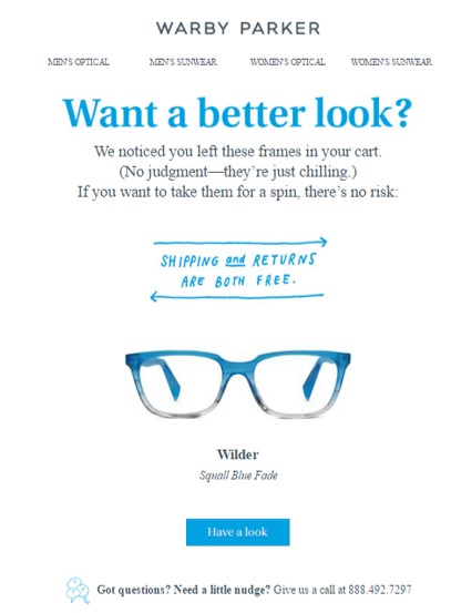 Warby-Parker-Abandoned-Cart-Email