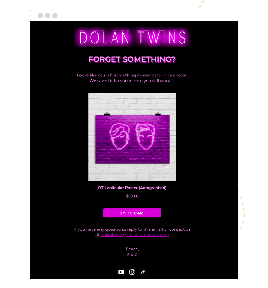 Dolan_Twins_Customized_Abandoned_Cart_Email_in_Hive