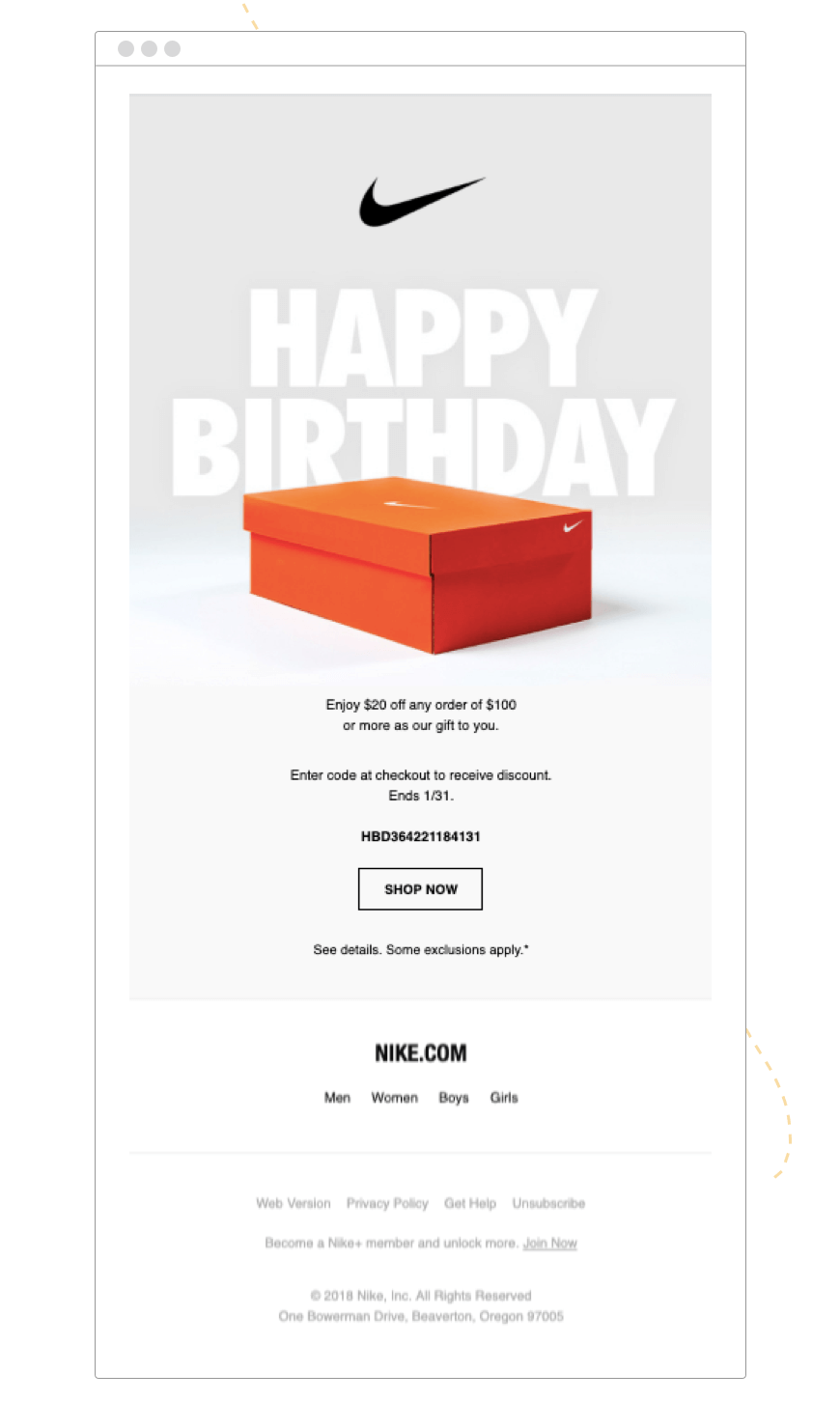 nike birthday discount terms