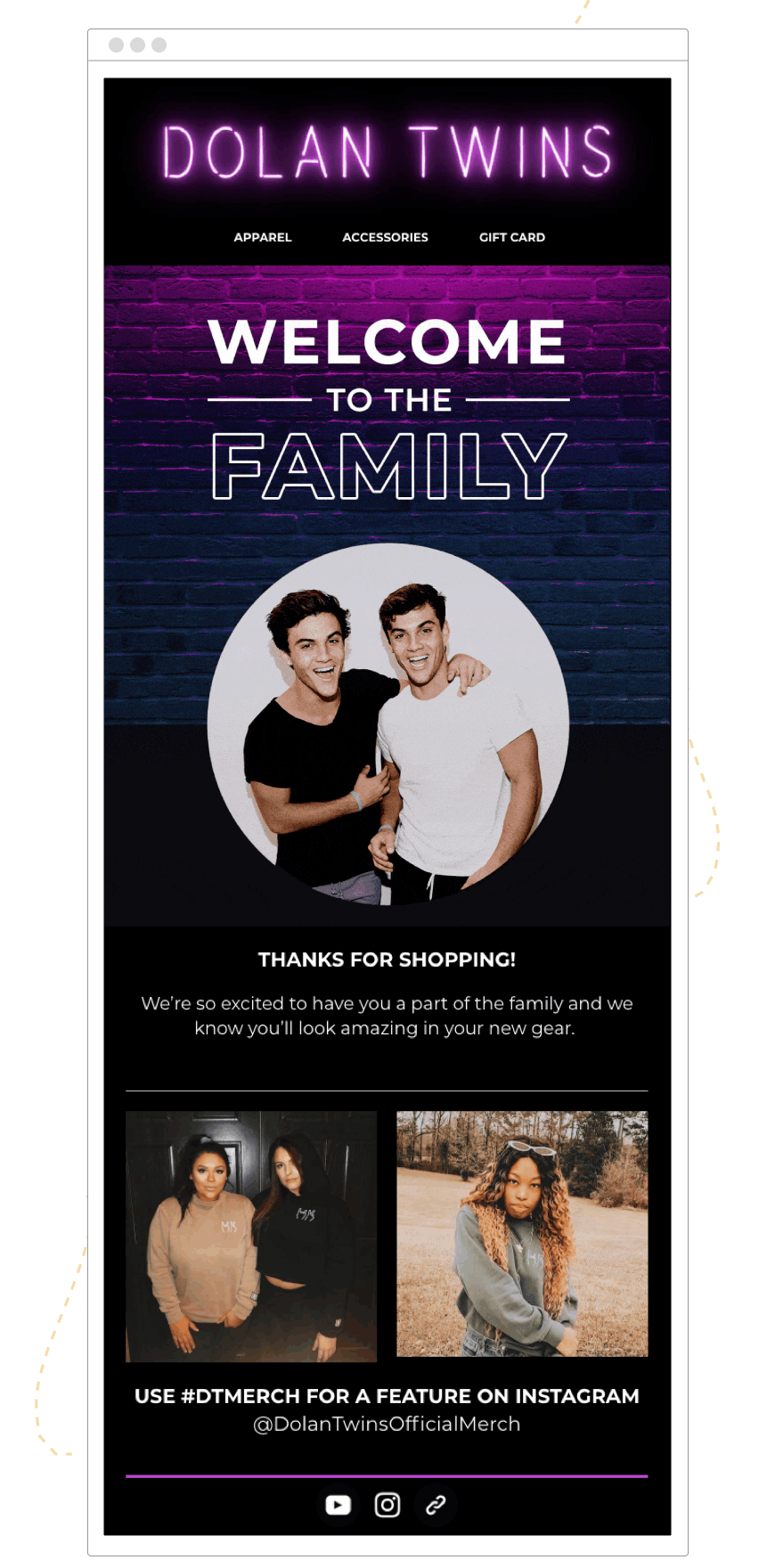 Hive.co_Email_Marketing_CRM_New_Customer_Thank_You_Dolan_Twins_Template